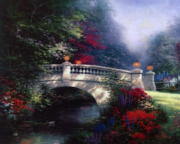 japanese bridge Painting - The Broadwater Bridge Thomasshire Thomas Kinkade